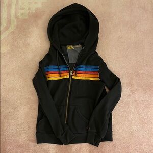 Black Hoodie with Colorful Stripes